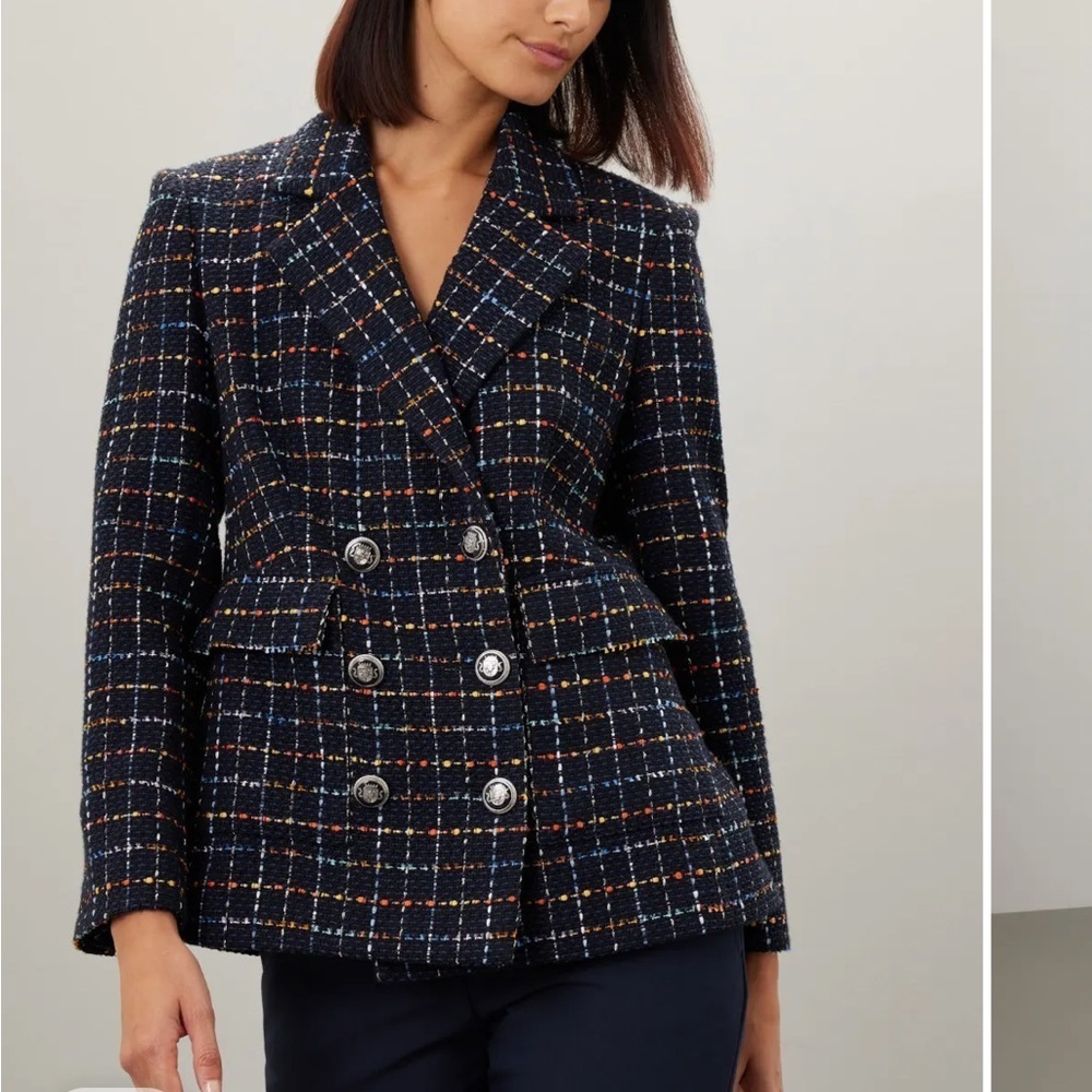 Veronica Beard Rumer Dickey Jacket Multicolor Tweed Blazer 0 *read description* - Picture 2 of 12